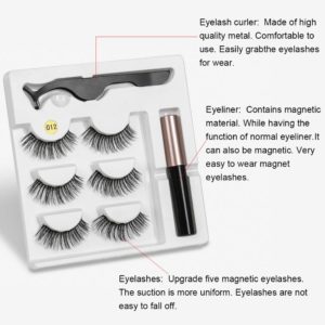 3 Pairs Magnet Eyelash Set Magnetic Liquid Eyeliner & Magnetic False Eyelashes and Tweezers 3D Mink False Eyelash Extension