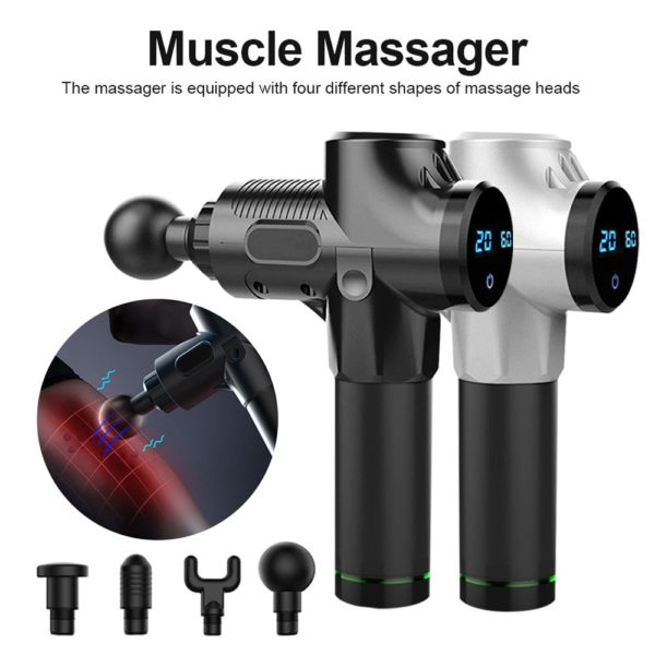LCD Display Body Massage Gun Exercising Muscle Electric Massager Gun head Massager for Neck and Back Vibrator Slimming Shaping