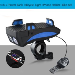 4 In 1 Bike Front Light Phone Holder Handlebar Stand with Bike Bell Function Power Bank Bicycle Lamp Flashlight for MTB Bike