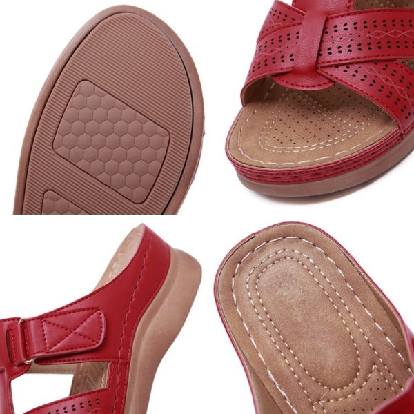 2020 Summer Women Premium Orthopedic Open Toe Sandals Vintage Anti-slip Breathable Leather Casual Female Platform Retro Shoes