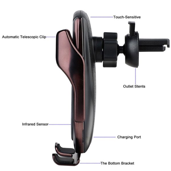 R2 Car Phone Holder Wireless Car Charger Infrared Auto Clamp Mount Qi Quick Fast Mobile Phone Charger for iPhone 11 pro Max