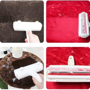 2-Way Pet Hair Remover Roller Lint Sticking Roller Removing Dog Cat Hair from Furniture Carpets Clothing One Hand Operate